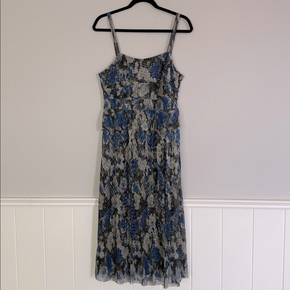 Anewsta Printed Blue Strappy Long Midi Dress With Gathered medium nwt - Picture 5 of 5
